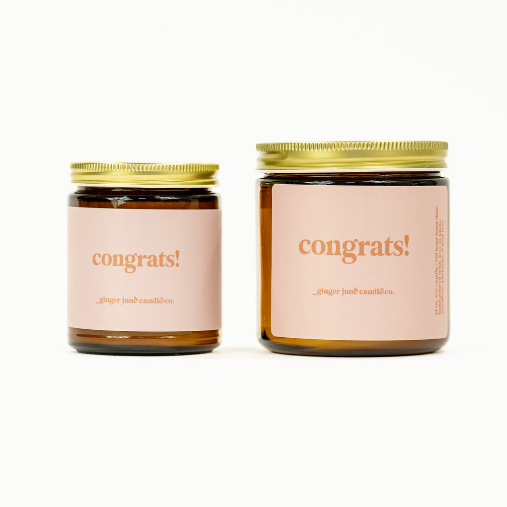 congrats! • soy candle • 2 sizes, 2 colors to choose from