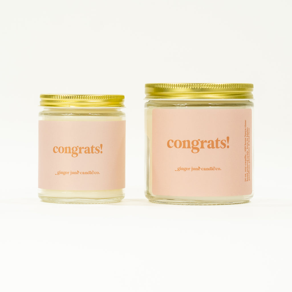 congrats! • soy candle • 2 sizes, 2 colors to choose from