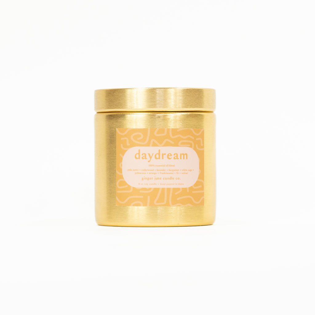 DAYDREAM • gold metal tin • 9 oz soy candle