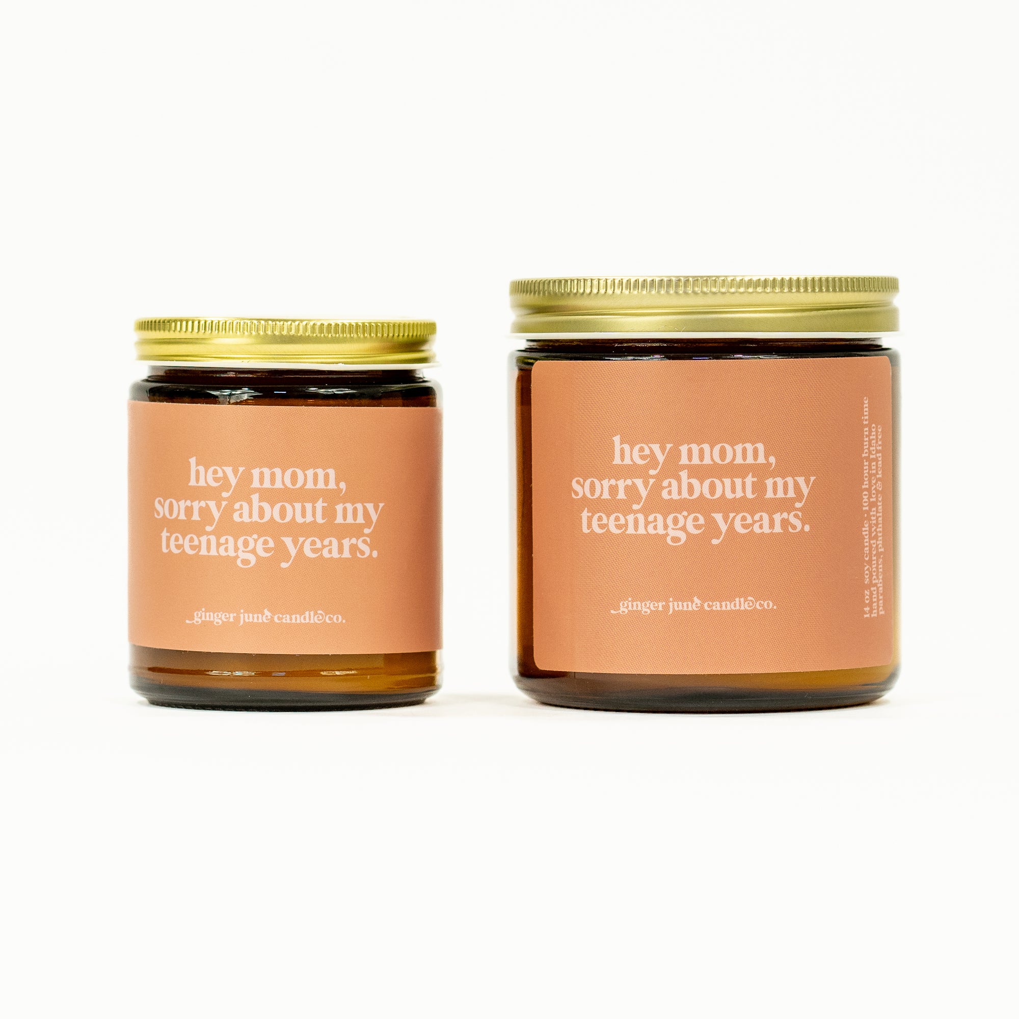 hey mom, sorry about my teenage years • soy candle • 2 sizes, 2 colors to choose from