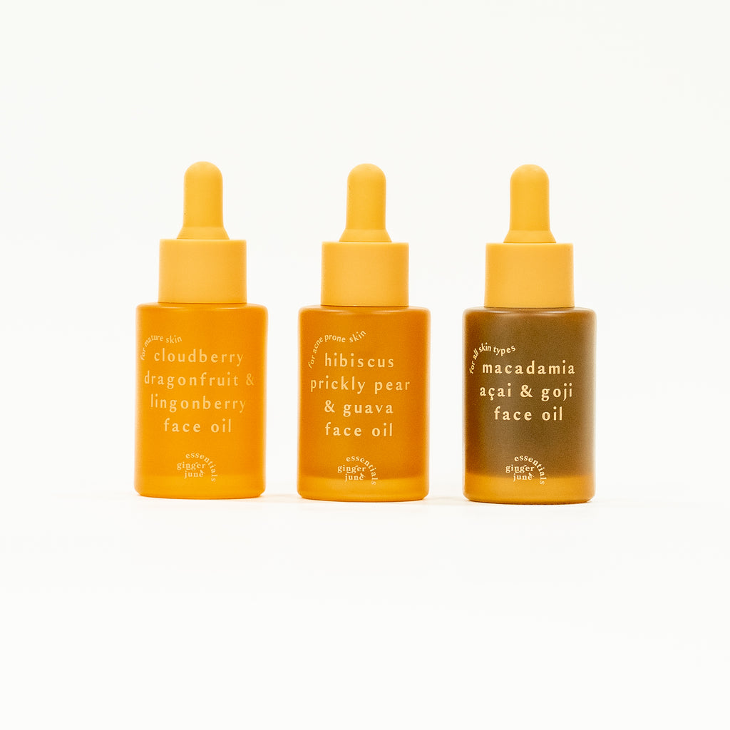 glowing skin facial oil, 3 options: acne prone, mature skin, normal skin • 100% natural, nothing synthetic • 1 oz