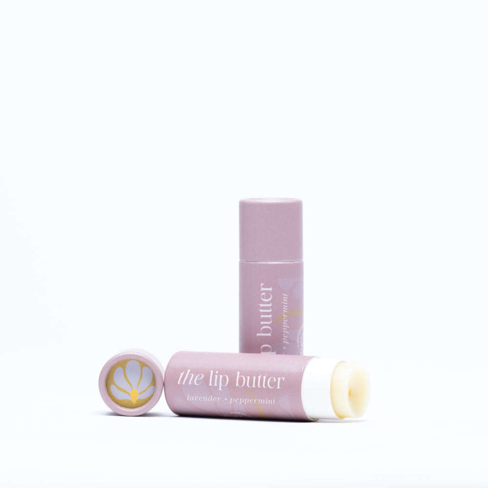THE lip butter • lavender peppermint • moisture rich & glossy enhanced with olive squalane