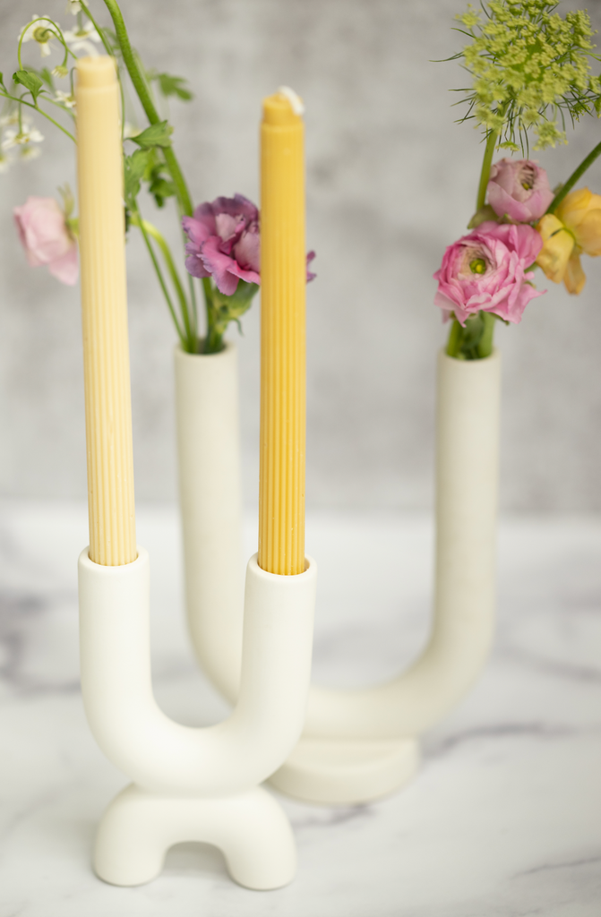 candlestick holder • 3 style options • white ceramic •