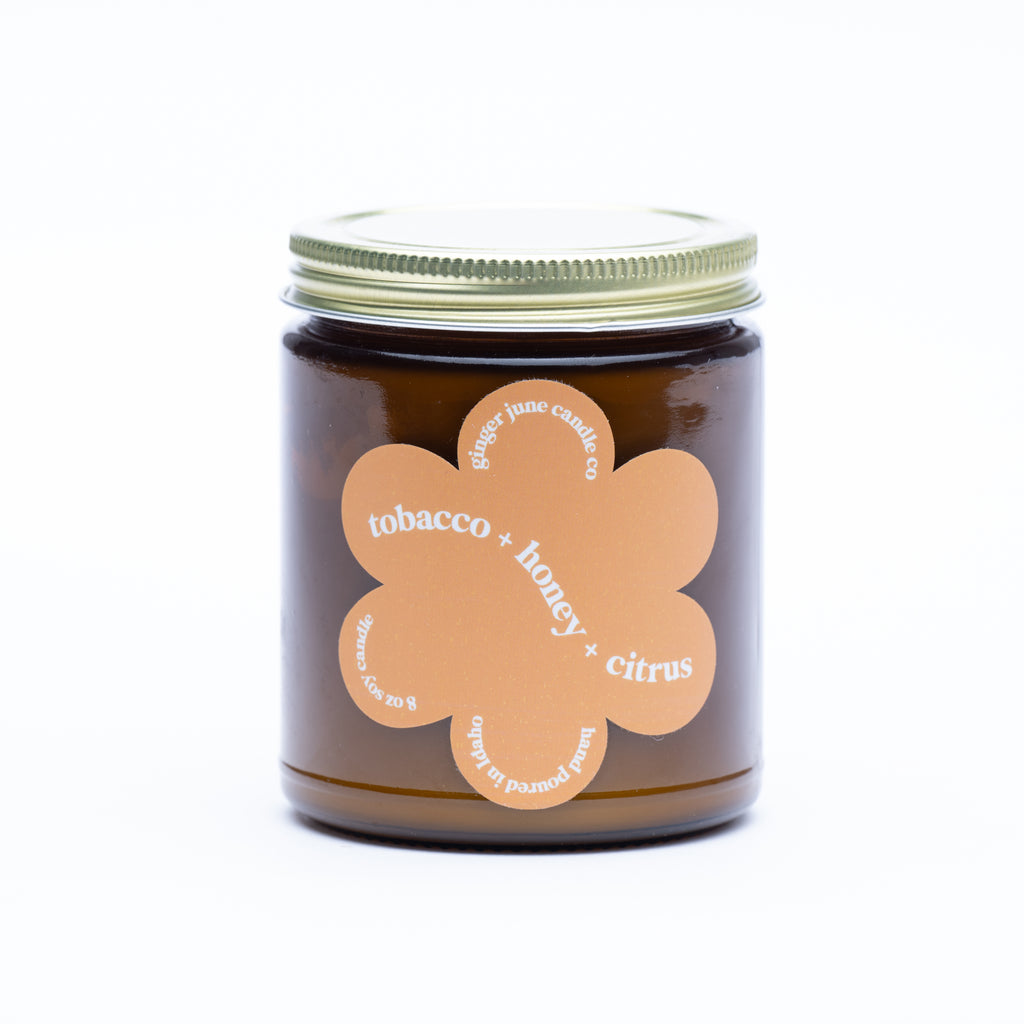 tobacco + citrus + honey  • daisy collection • 9 oz soy candle